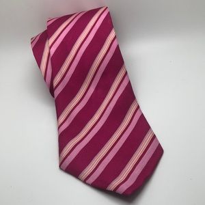 VTG BIJOUX TERNER Genuine Silk Striped Pattern Pink Tie